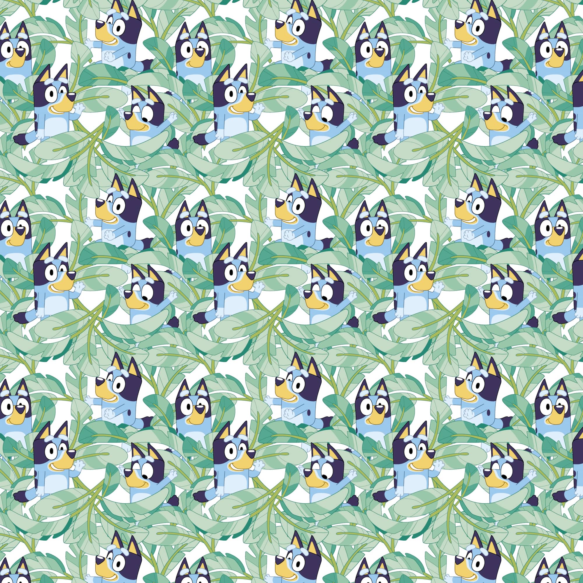 Bluey Leaves Cotton Fabric